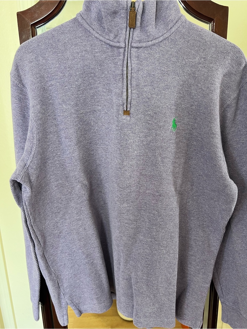 Ralph Lauren Men’s Lavender Half-Zip Sweater with Green Polo Logo